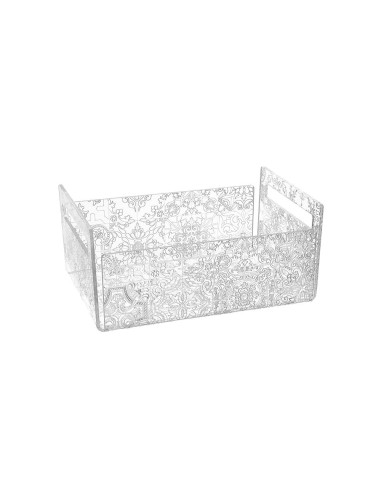 iPLEX Design - Etiquette Cassetta Portafrutta Maiolica Trasparente - Bianco in plexiglass - Trasparente/bianco - 21x13x29 cm