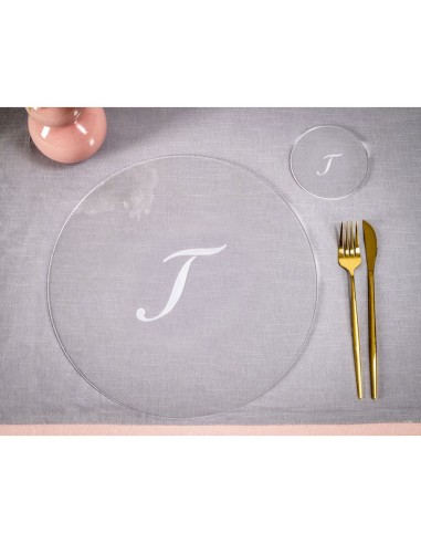 iPLEX Design - Serving Set Sottobicchiere / Sottopiatto Rotondo ""T"" Trasp. in plexiglass - Trasparente - 33x0,6x33 cm