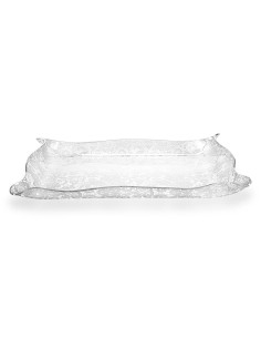 iPLEX Design - Drappeggi Vassoio Big Trasparente con decorazione Pizzo Leavers in plexiglass - Trasparente/bianco - 55x5x32 cm 2