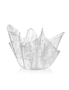 iPLEX Design - Drappeggi Vaso Trasparente con decorazione Pizzo Leavers in plexiglass - Trasparente/bianco - 45x29x45 cm