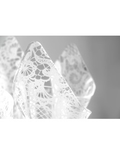 iPLEX Design - Drappeggi Vaso Small Trasparente con decorazione Pizzo Leavers in plexiglass - Trasparente/bianco - 21x14x17 cm 2