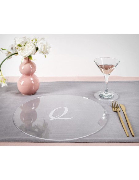 iPLEX Design - Serving Set Sottobicchiere / Sottopiatto Rotondo ""Q"" Trasp. in plexiglass - Trasparente - 33x0,6x33 cm