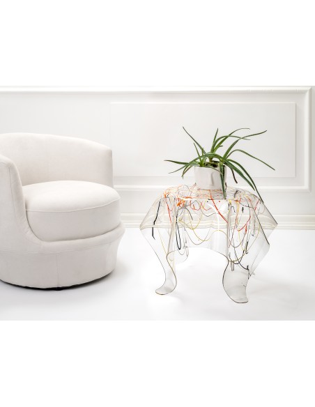 iPLEX Design - Drappeggi Tavolo Tondo Basso Multicolor in plexiglass - 60x45x60 cm