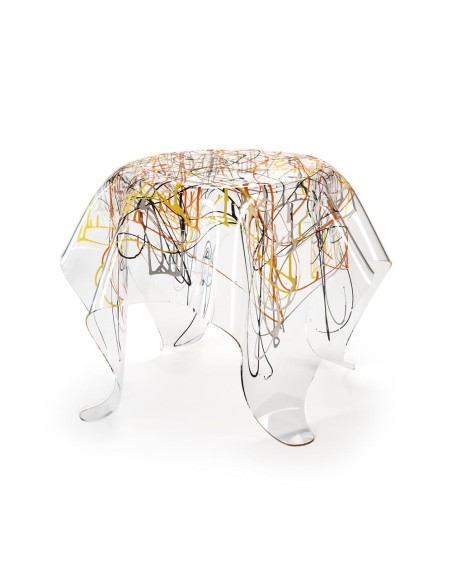 iPLEX Design - Drappeggi Tavolo Tondo Basso Multicolor in plexiglass - 60x45x60 cm
