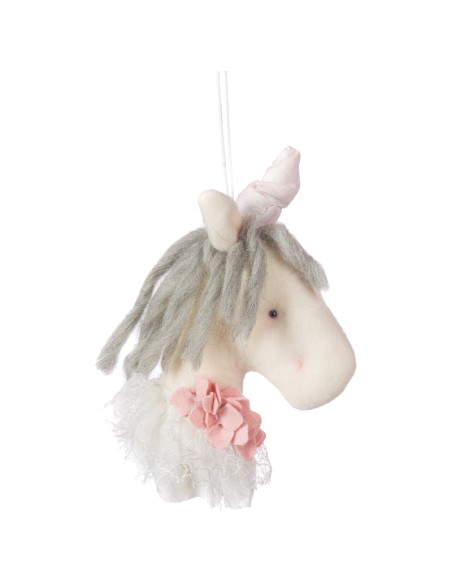 Coccole di Casa - UNICORNO con ROSELLINE ROSA 13X5X23 cm