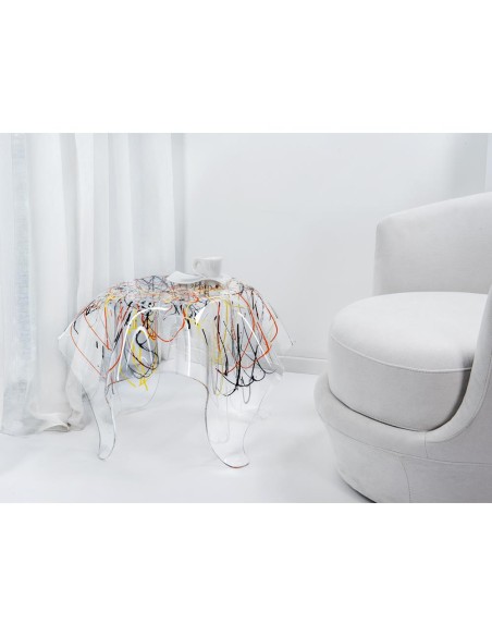 iPLEX Design - Drappeggi Tavolo Tondo Basso Multicolor in plexiglass - 60x45x60 cm