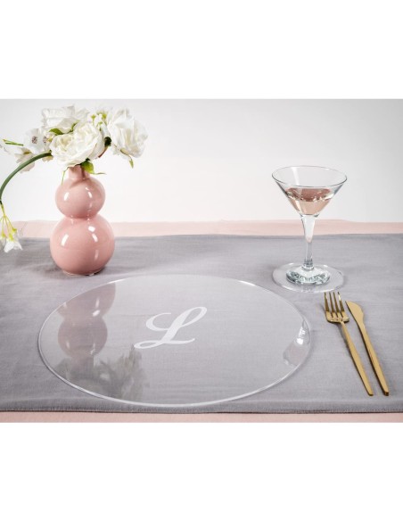 iPLEX Design - Serving Set Sottobicchiere / Sottopiatto Rotondo ""L"" Trasp. in plexiglass - Trasparente - 33x0,6x33 cm