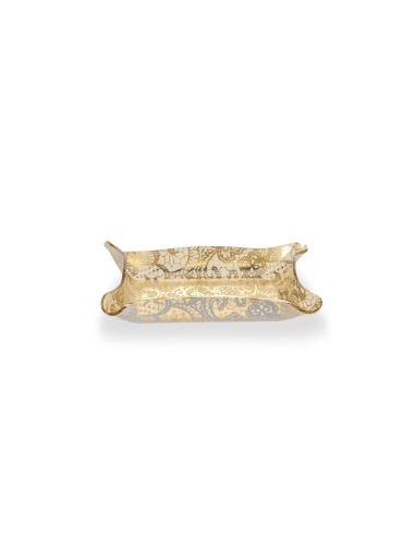 iPLEX Design - Drappeggi Pizzo Leavers Gold Vuotatasche Rettangolare in plexiglass - 20x3,5x15 cm