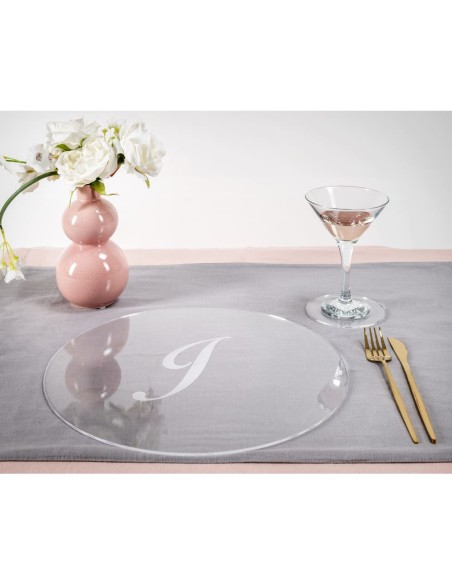 iPLEX Design - Serving Set Sottobicchiere / Sottopiatto Rotondo ""J"" Trasp. in plexiglass - Trasparente - 33x0,6x33 cm