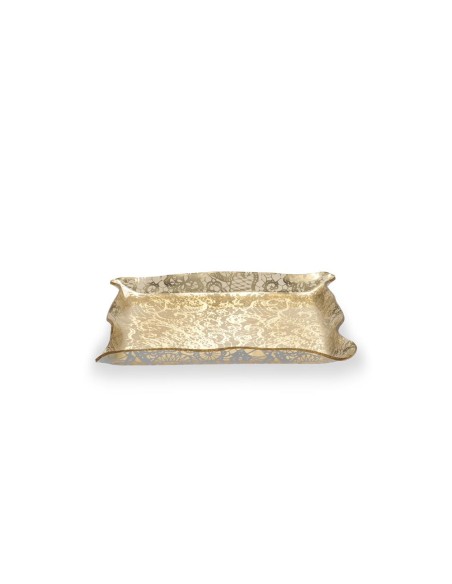 iPLEX Design - Drappeggi Pizzo Leavers Gold Vuotatasche Quadrato in plexiglass - 23x3x23 cm