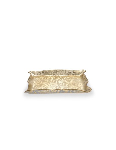 iPLEX Design - Drappeggi Pizzo Leavers Gold Vuotatasche Quadrato in plexiglass - 23x3x23 cm