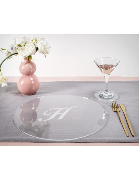 iPLEX Design - Serving Set Sottobicchiere / Sottopiatto Rotondo ""H"" Trasp. in plexiglass - Trasparente - 33x0,6x33 cm