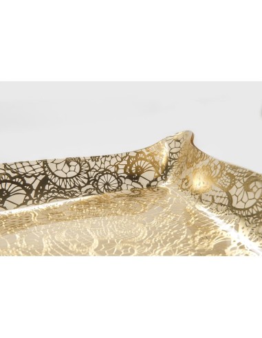 iPLEX Design - Drappeggi Pizzo Leavers Gold Vassoio Big in plexiglass - 55x5x32 cm