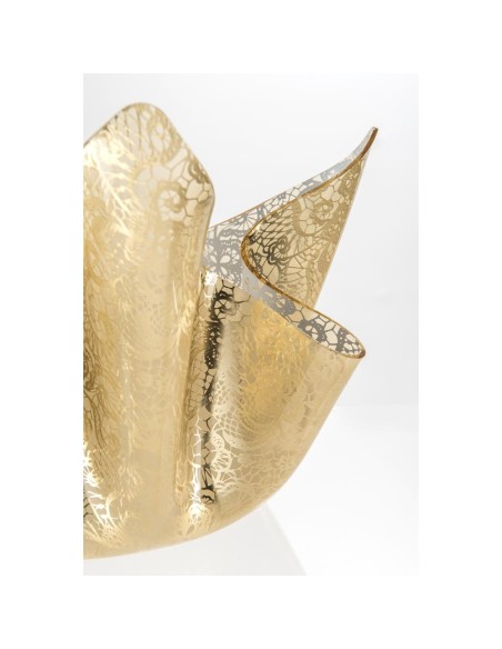 iPLEX Design - Drappeggi Pizzo Leavers Gold Vaso Slim in plexiglass - 22x21x22 cm