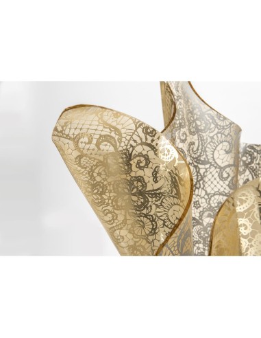 iPLEX Design - Drappeggi Pizzo Leavers Gold Vaso in plexiglass - 45x29x45 cm