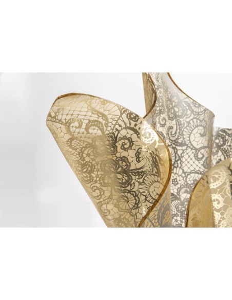 iPLEX Design - Drappeggi Pizzo Leavers Gold Vaso in plexiglass - 45x29x45 cm