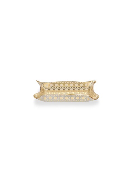 iPLEX Design - Drappeggi Paglia Di Vienna Gold Vuotatasche Rettangolare in plexiglass - 20x3,5x15 cm