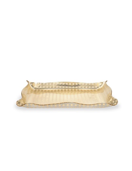 iPLEX Design - Drappeggi Paglia Di Vienna Gold Vassoio Small in plexiglass - 41x5x31 cm