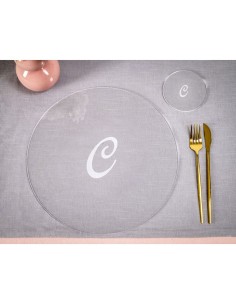 iPLEX Design - Serving Set Sottobicchiere / Sottopiatto Rotondo ""C"" Trasp. in plexiglass - Trasparente - 33x0,6x33 cm 2