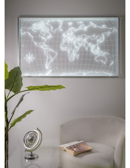 iPLEX Design Argonaut Planisfero Luminoso da Parete - Trasparente - 124x75x1 cm