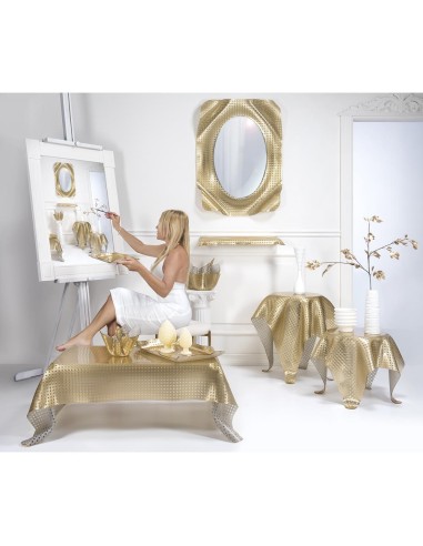 iPLEX Design - Drappeggi Paglia Di Vienna Gold Vaso in plexiglass - 45x29x45 cm