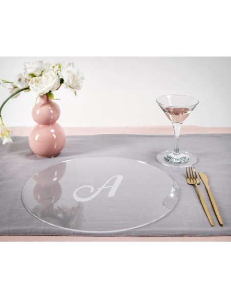 iPLEX Design - Serving Set Sottobicchiere / Sottopiatto Rotondo ""A"" Trasp. in plexiglass - Trasparente - 33x0,6x33 cm
