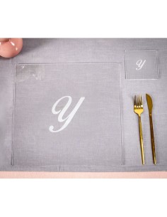 iPLEX Design - Bon Ton Set Sottobicchiere / Sottopiatto Quadrato ""Y"" Trasp. in plexiglass - Trasparente - 33x0,6x33 cm 2