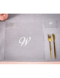 iPLEX Design - Bon Ton Set Sottobicchiere / Sottopiatto Quadrato ""W"" Trasp. in plexiglass - Trasparente - 33x0,6x33 cm 2