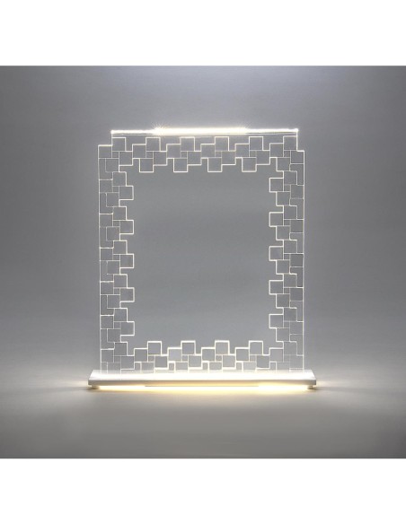 iPLEX Design - Dorian Portafoto Doppio Trasparente Luminoso in plexiglass - silver - 29,5x36,5x5 cm