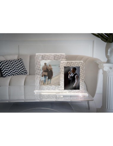iPLEX Design - Dorian Portafoto Doppio Trasparente Luminoso in plexiglass - silver - 24x30,5x5 cm
