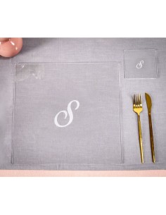 iPLEX Design - Bon Ton Set Sottobicchiere / Sottopiatto Quadrato ""S"" Trasp. in plexiglass - Trasparente - 33x0,6x33 cm 2