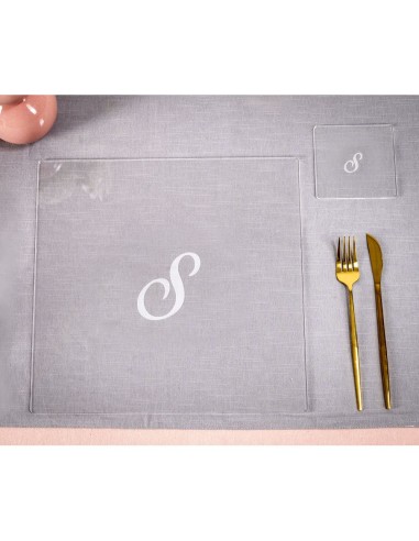 iPLEX Design - Bon Ton Set Sottobicchiere / Sottopiatto Quadrato ""S"" Trasp. in plexiglass - Trasparente - 33x0,6x33 cm