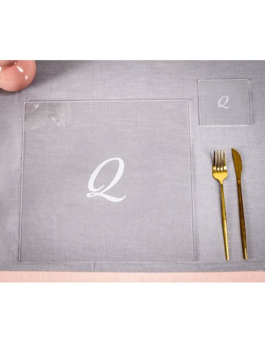 iPLEX Design - Bon Ton Set Sottobicchiere / Sottopiatto Quadrato ""Q"" Trasp. in plexiglass - Trasparente - 33x0,6x33 cm