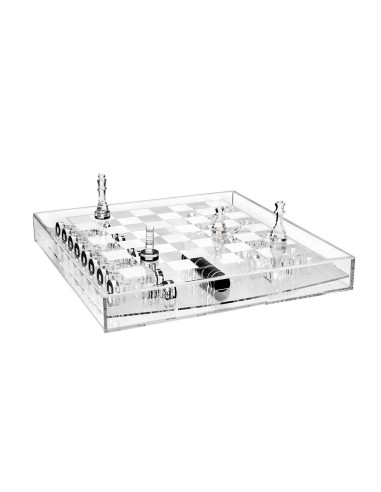 iPLEX Design - Carlsen Scacchiera Trasparente in plexiglass - 40x13,5x40 cm
