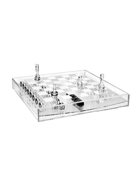 iPLEX Design - Carlsen Scacchiera Trasparente in plexiglass - 40x13,5x40 cm
