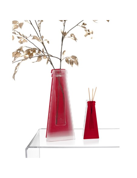 iPLEX Design - Campari Vaso Small Rosso/Diamantato in plexiglass - Trasparente/rosso - 10x25x4,5 cm