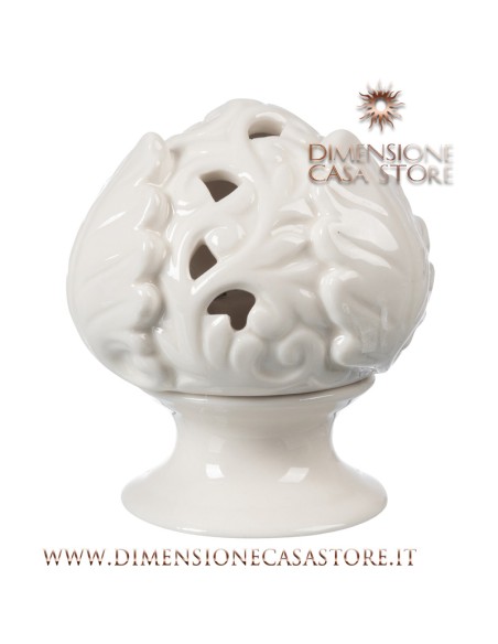 Coccole di Casa - Pigna Traf. Bianca con Led con Base h8.7 cm