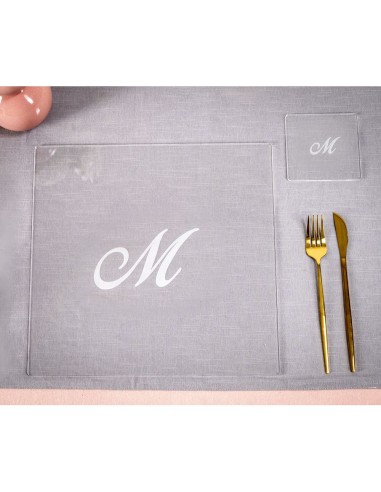 iPLEX Design - Bon Ton Set Sottobicchiere / Sottopiatto Quadrato ""M"" Trasp. in plexiglass - Trasparente - 33x0,6x33 cm