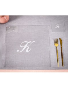 iPLEX Design - Bon Ton Set Sottobicchiere / Sottopiatto Quadrato ""K"" Trasp. in plexiglass - Trasparente - 33x0,6x33 cm 2
