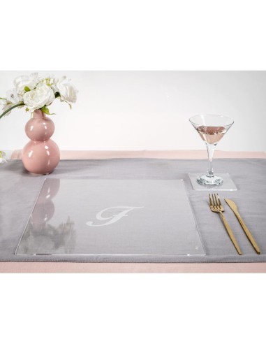 iPLEX Design - Bon Ton Set Sottobicchiere / Sottopiatto Quadrato ""F"" Trasp. in plexiglass - Trasparente - 33x0,6x33 cm