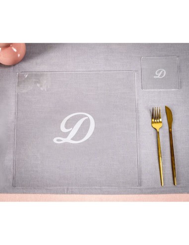 iPLEX Design - Bon Ton Set Sottobicchiere / Sottopiatto Quadrato ""D"" Trasp. in plexiglass - Trasparente - 33x0,6x33 cm