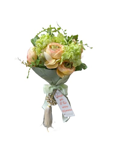Fiori di Lena - Bush di fiori misti con tag Festa della Mamma e nappa corona