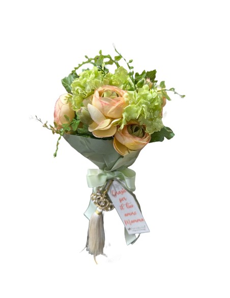 Fiori di Lena - Bush di fiori misti con tag Festa della Mamma e nappa corona
