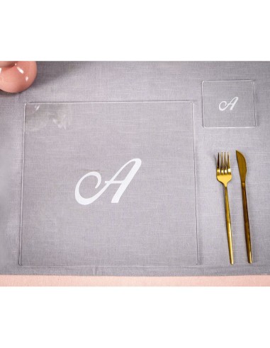iPLEX Design - Bon Ton Set Sottobicchiere / Sottopiatto Quadrato ""A"" Trasp. in plexiglass - Trasparente - 33x0,6x33 cm