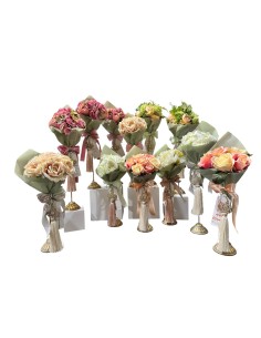 Fiori di Lena - Bush di fiori misti con tag Festa della Mamma e nappa corona