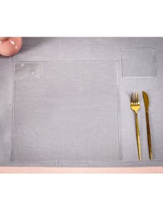iPLEX Design - Bon Ton Set Sottobicchiere / Sottopiatto Quadrato Trasp. in plexiglass - Trasparente - 33x0,6x33 cm 2