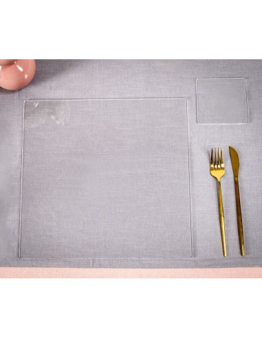 iPLEX Design - Bon Ton Set Sottobicchiere / Sottopiatto Quadrato Trasp. in plexiglass - Trasparente - 33x0,6x33 cm