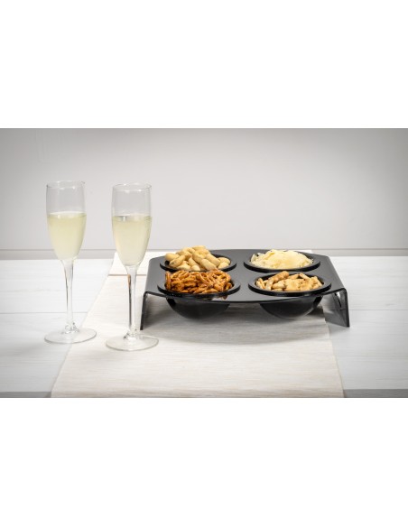 iPLEX Design - Serving Porta Aperitivo Nero in plexiglass - 28,5x6x29,5 cm