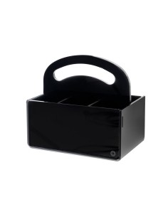 iPLEX Design - Serving P/Posate 6 Sedi Con Manico Nero in plexiglass - 21,5x20x15 cm