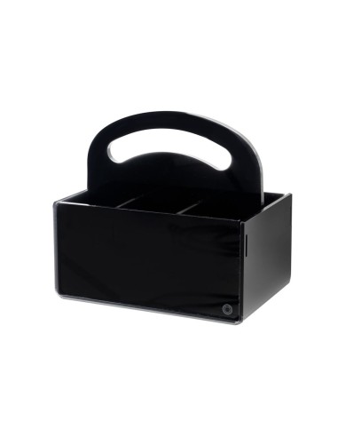 iPLEX Design - Serving P/Posate 6 Sedi Con Manico Nero in plexiglass - 21,5x20x15 cm